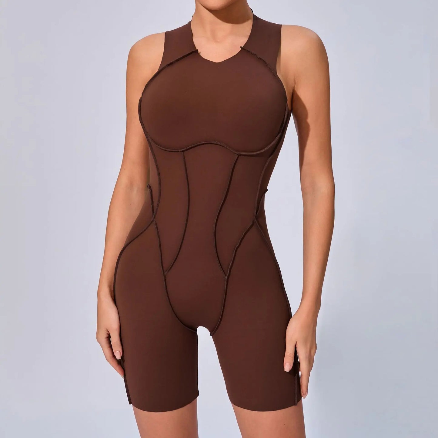 Seamless Yoga Jumpsuits Sports Fitness Hip-lifting Backless Short-sleeved One-piece Workout Gym Leggings Bodysuits for Women
