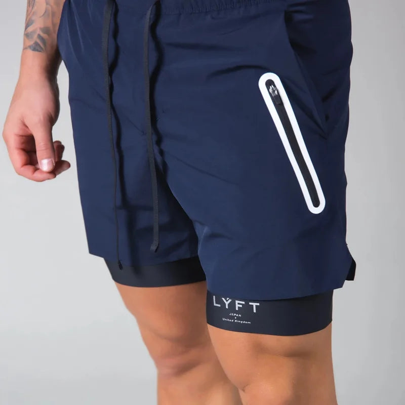 Men Double-deck Quick Dry Gym Shorts