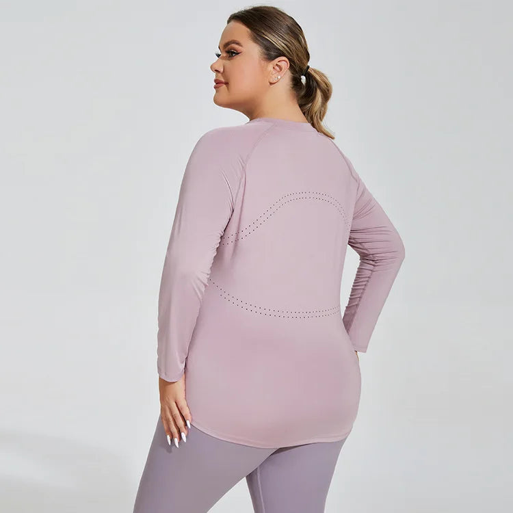 Plus Size Long Sleeve Running Fitness Top