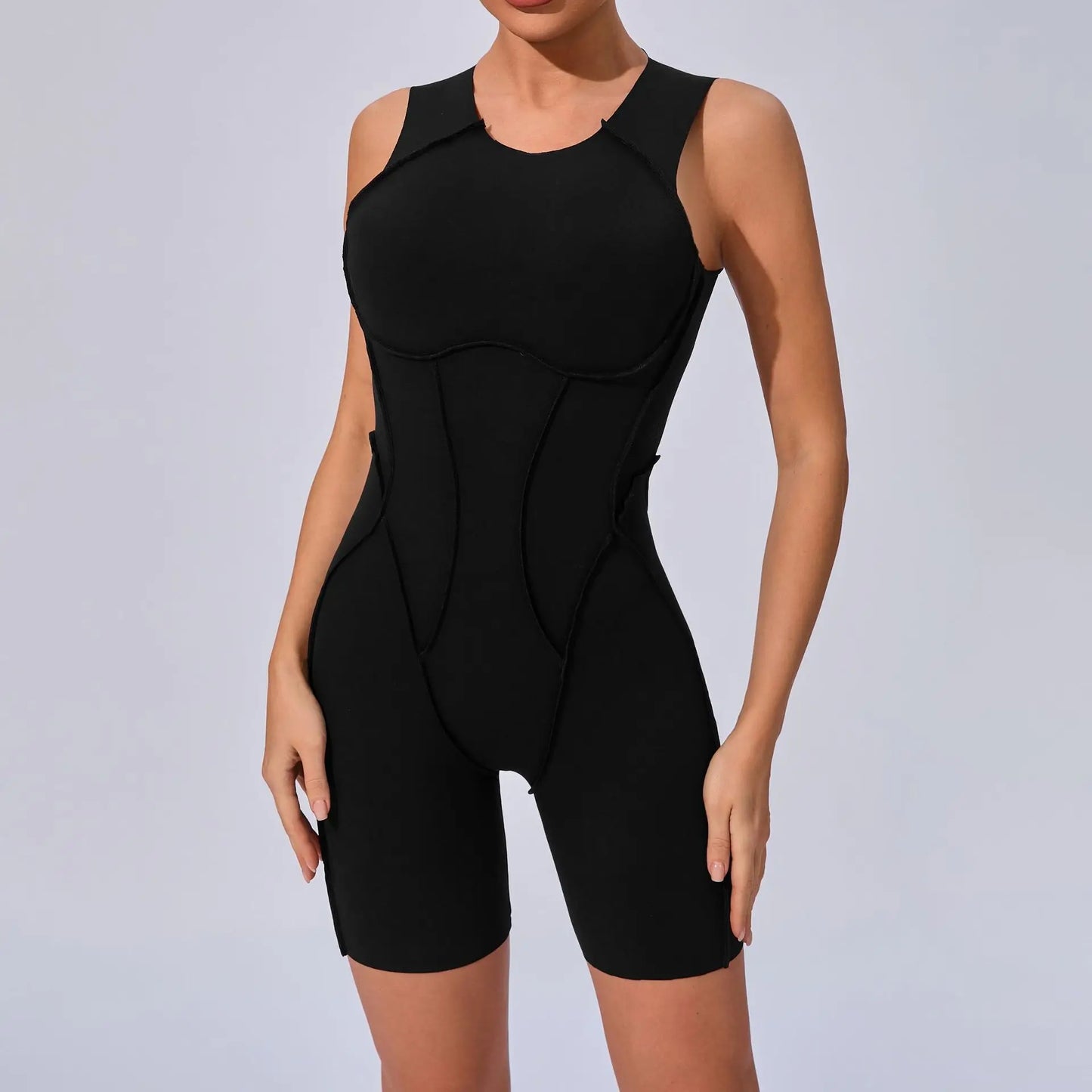 Seamless Yoga Jumpsuits Sports Fitness Hip-lifting Backless Short-sleeved One-piece Workout Gym Leggings Bodysuits for Women