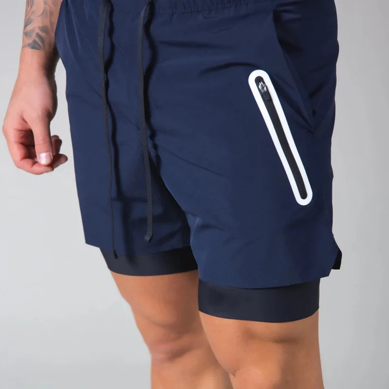 Men Double-deck Quick Dry Gym Shorts