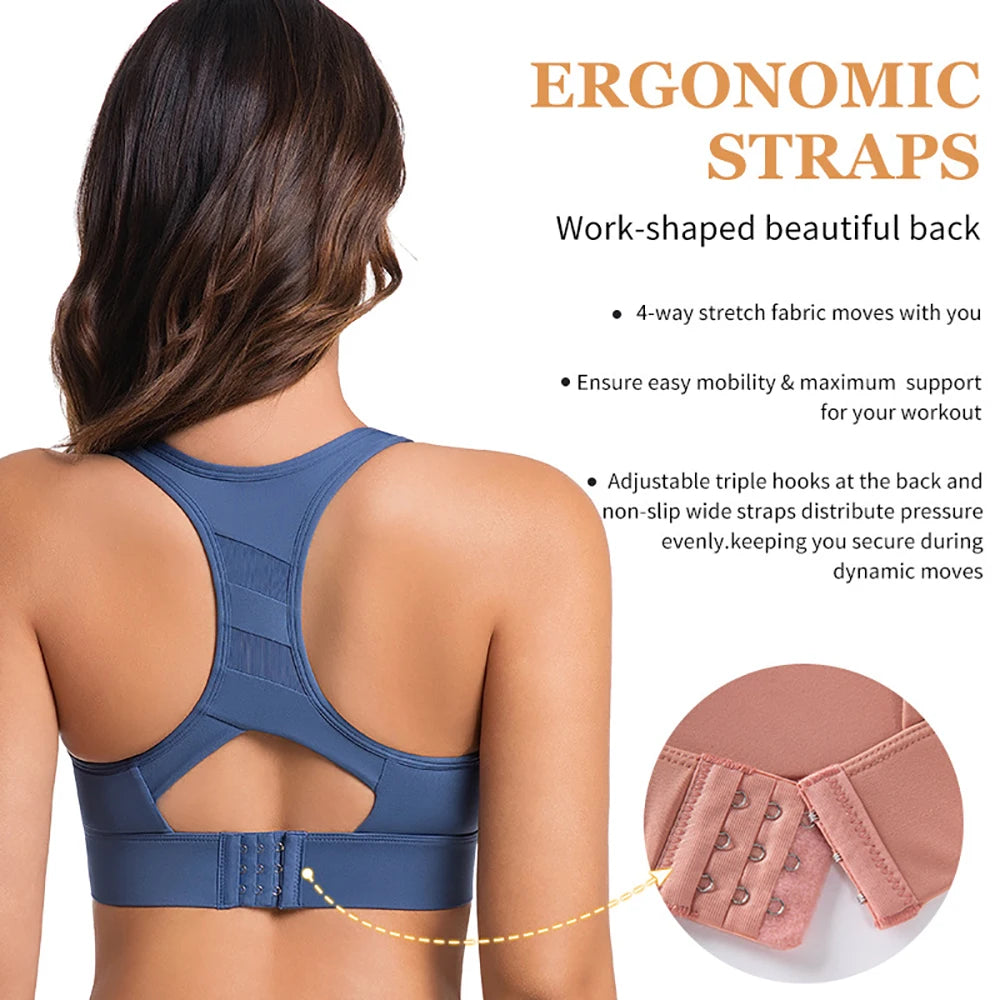 Sports Bras For Women High Impact Sports Bras Large Bust Push Up Brassiere Racerback Workout Running Tank Tops Yoga Vest