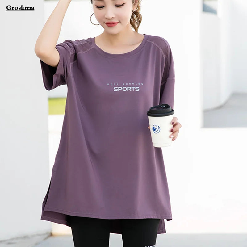 Plus Size High Quality Women Yoga Loose T-Shirt