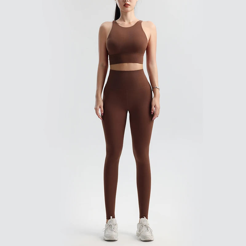 Women's Yoga Set Bra Pants Training Clothes Outdoor Running Sportswear Cloud Breathable Top With Chest Pads