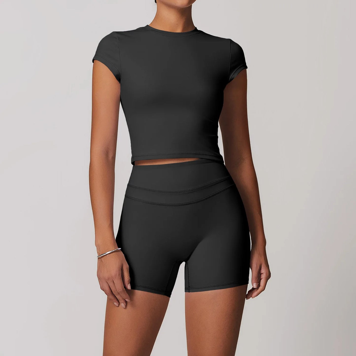 Sports Vest + Shorts 2PCS Set Gym Workout Leggings Yoga Sets Sportswear Women Fitness Outfit Running Bra Sets Womens Yoga Suit