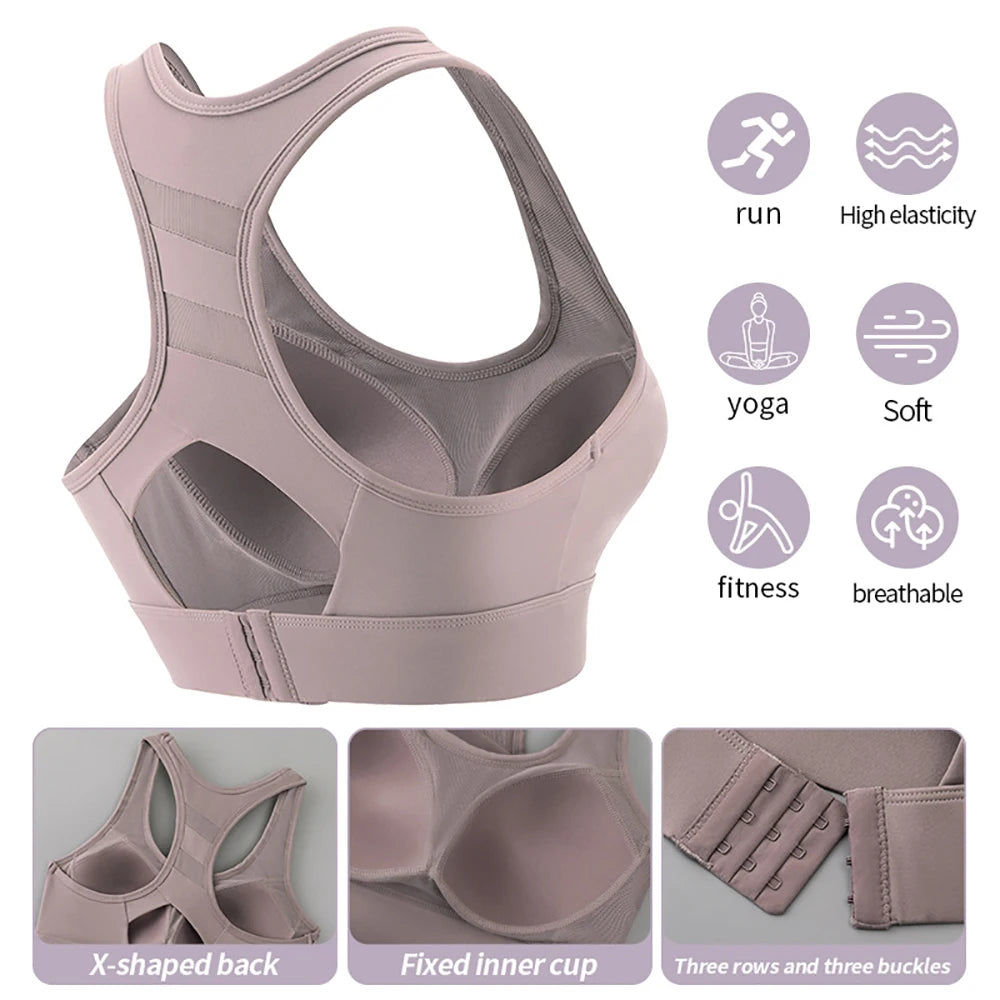 Sports Bras For Women High Impact Sports Bras Large Bust Push Up Brassiere Racerback Workout Running Tank Tops Yoga Vest