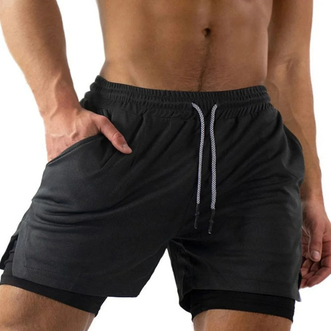 Men's 2-in-1 Workout Running Shorts Quick Drying Training Double-layer Shorts Outdoors Jogger Multi-pocket Fitness Sports Pants