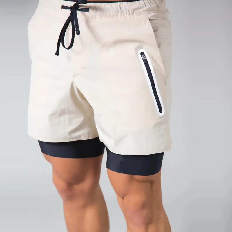 Men Double-deck Quick Dry Gym Shorts