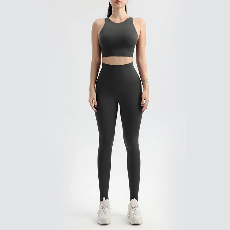 Women's Yoga Set Bra Pants Training Clothes Outdoor Running Sportswear Cloud Breathable Top With Chest Pads