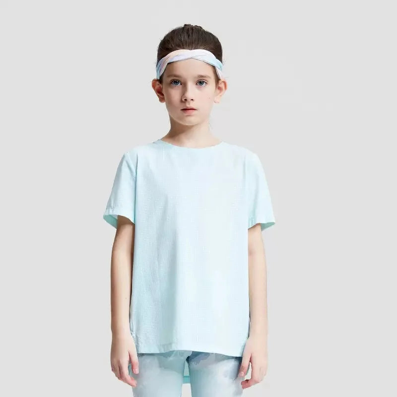 Youth Girls Athletic Shirts Quick-dry Children's Sports T-shirts