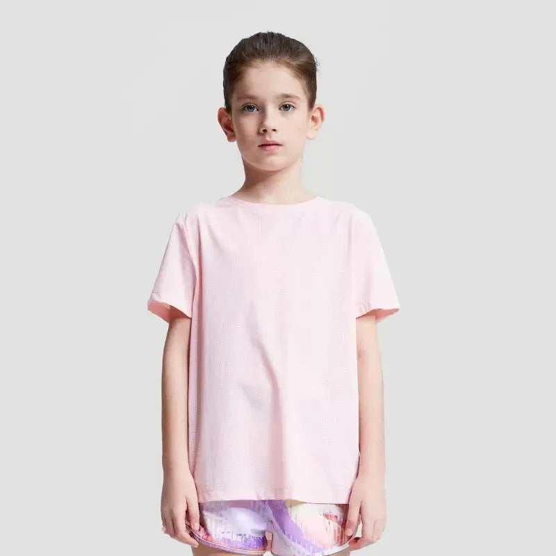 Youth Girls Athletic Shirts Quick-dry Children's Sports T-shirts