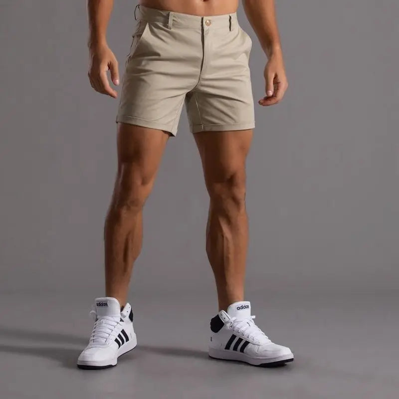 Slim-Fitting Workwear Shorts Men's Tight Sexy Men Back Invisible Zipper Gay Open Crotch Pants Outdoor Sex Convenient Short Pants