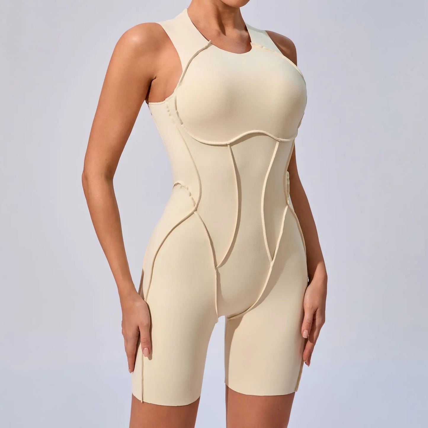 Seamless Yoga Jumpsuits Sports Fitness Hip-lifting Backless Short-sleeved One-piece Workout Gym Leggings Bodysuits for Women