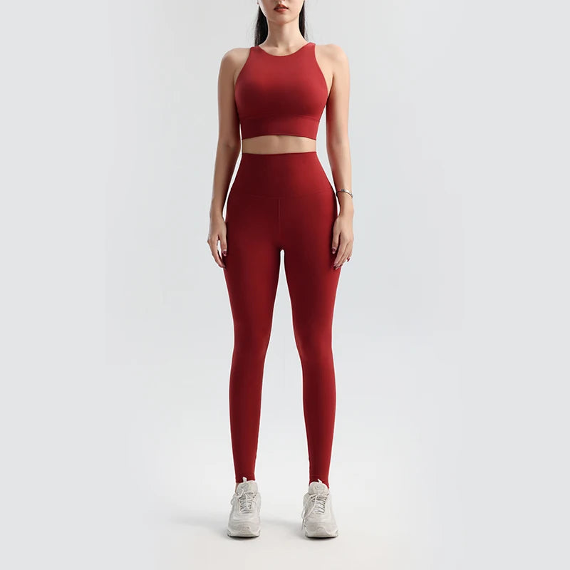 Women's Yoga Set Bra Pants Training Clothes Outdoor Running Sportswear Cloud Breathable Top With Chest Pads