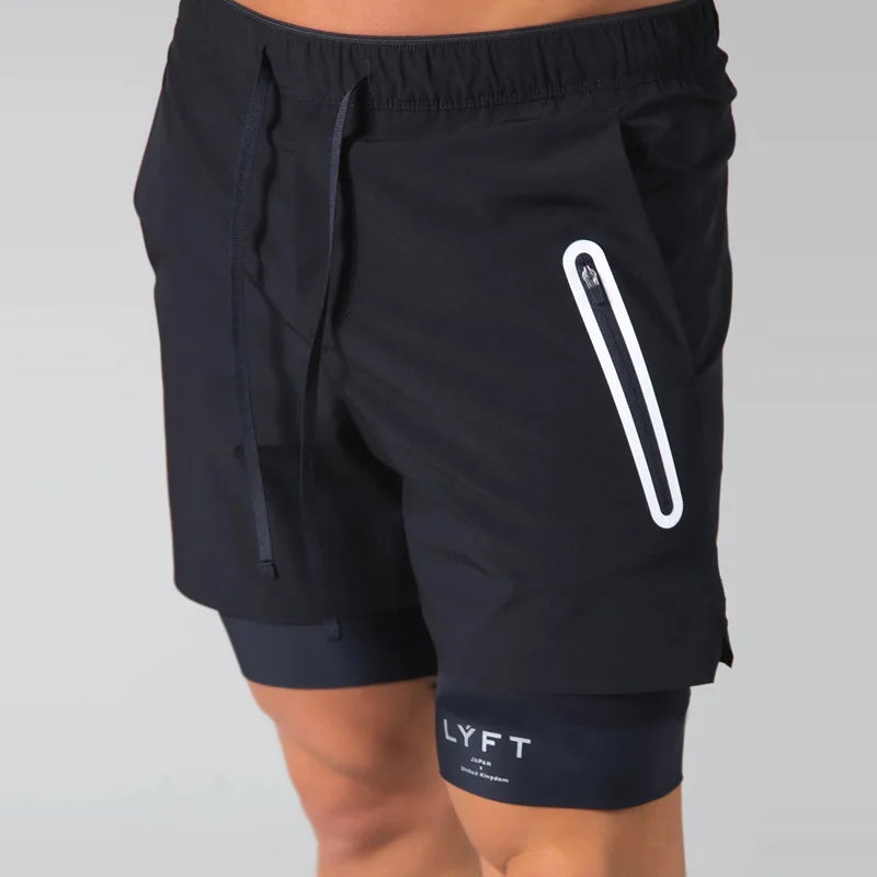 Men Double-deck Quick Dry Gym Shorts