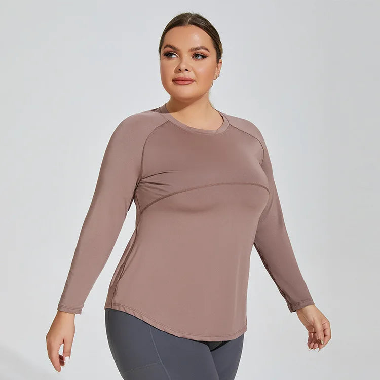 Plus Size Long Sleeve Running Fitness Top