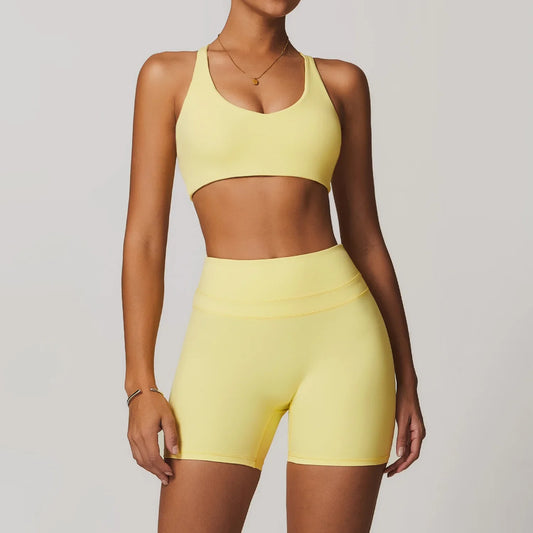 Seamless Sportswear Women Yoga Sets Quick-Dry Gym Clothes Solid Sports Bra Gym Shorts Leggings Yoga Fitness Suits Tracksuits