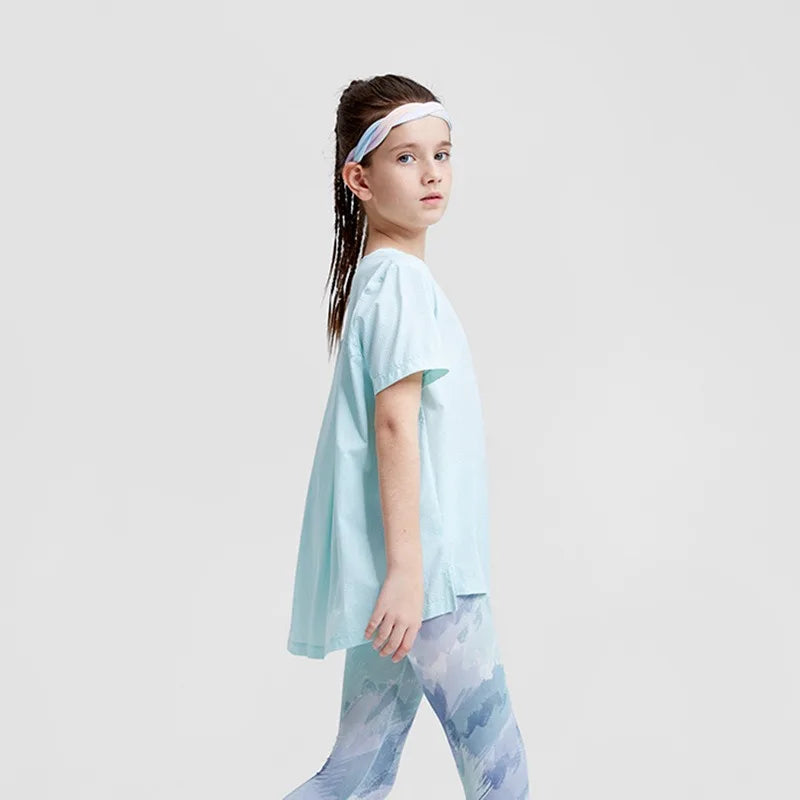 Youth Girls Athletic Shirts Quick-dry Children's Sports T-shirts