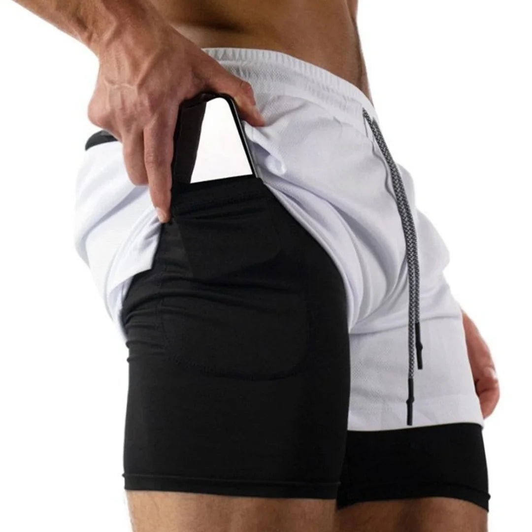 Men's 2-in-1 Workout Running Shorts Quick Drying Training Double-layer Shorts Outdoors Jogger Multi-pocket Fitness Sports Pants