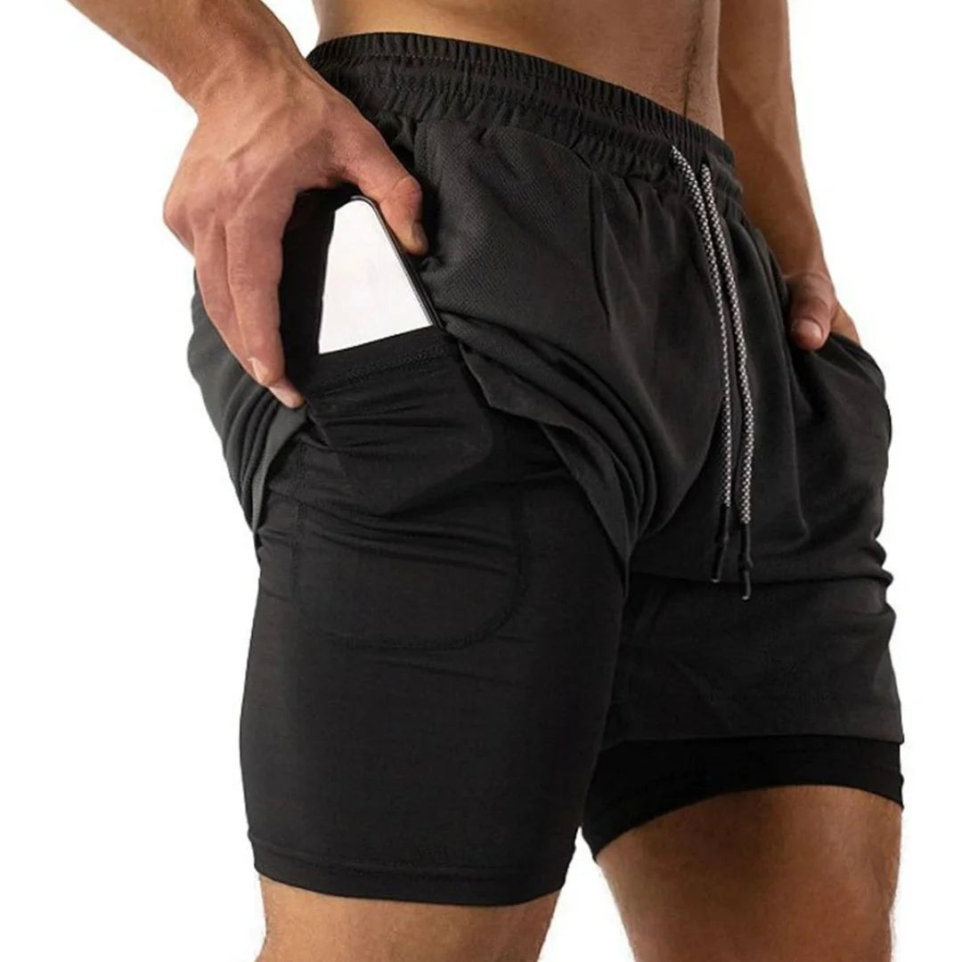 Men's 2-in-1 Workout Running Shorts Quick Drying Training Double-layer Shorts Outdoors Jogger Multi-pocket Fitness Sports Pants