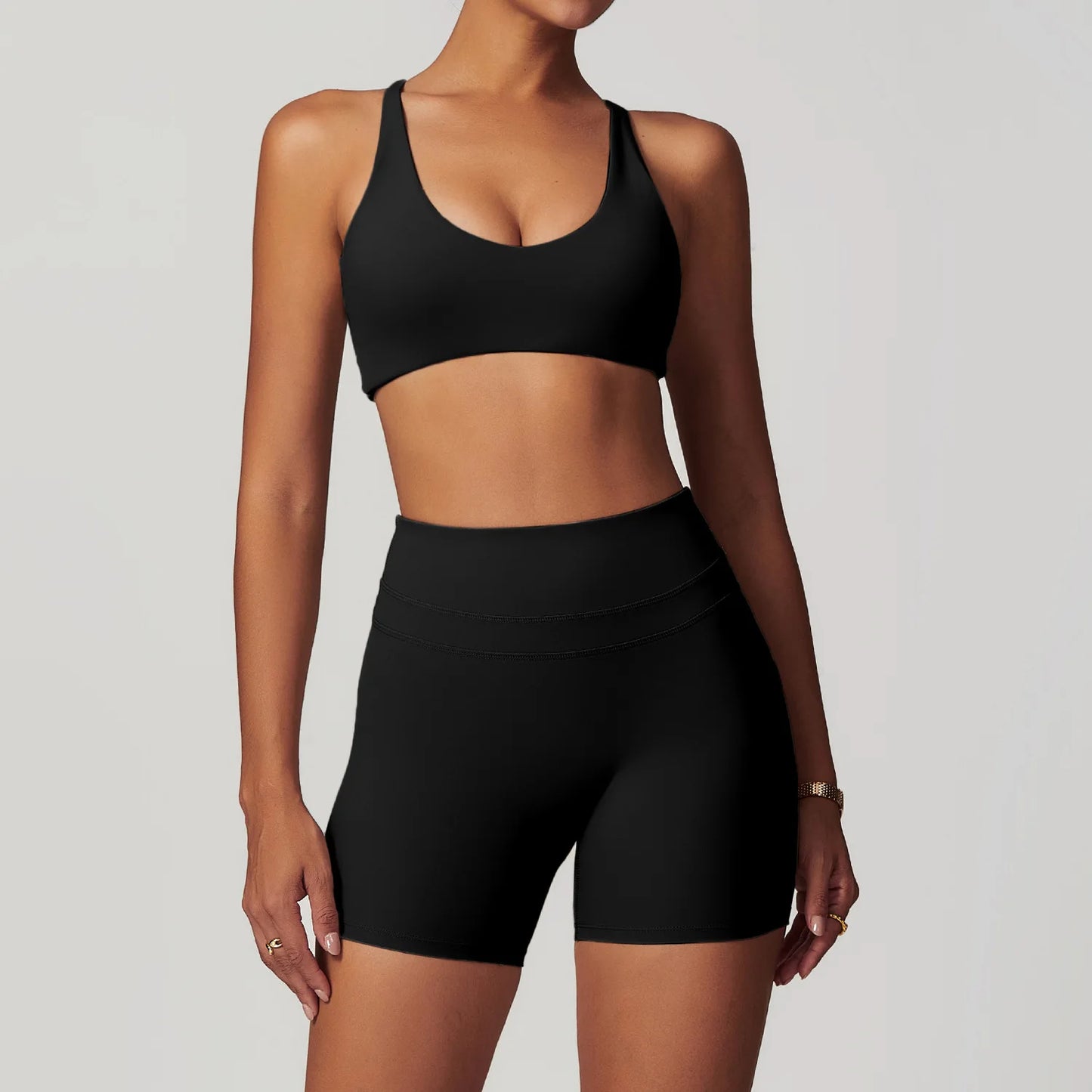 Sports Vest + Shorts 2PCS Set Gym Workout Leggings Yoga Sets Sportswear Women Fitness Outfit Running Bra Sets Womens Yoga Suit