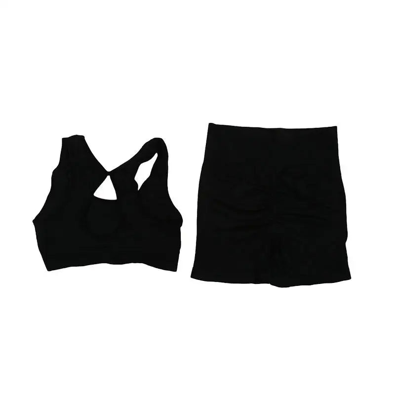 Women Yoga Set Sports Bra Top Workout Shorts Fitness Vest Running Gym Outfit Seamless Breathable Activewear