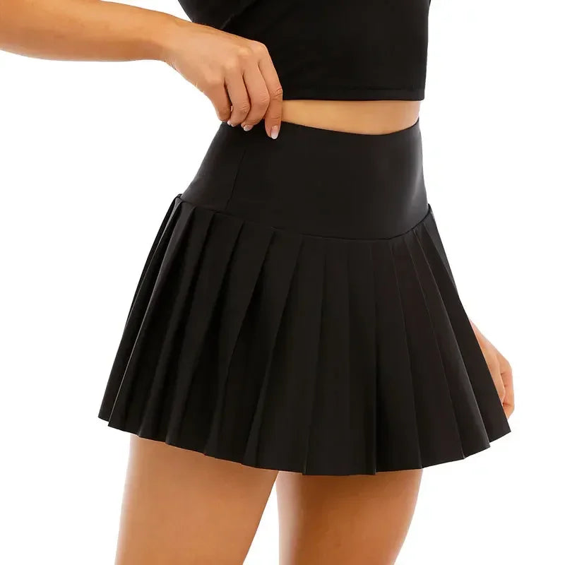 Plus Size Cloud Hide Pleated Black Tennis Skirts