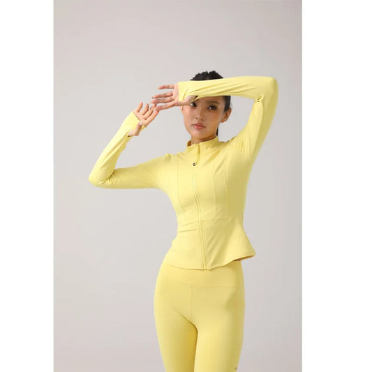 Women's Fitness Set Stand-Up Collar Long-Sleeve Yoga Top High-Waisted Leggings Running & Fitness Set
