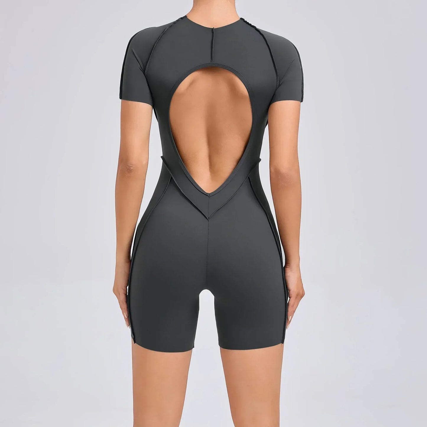 Seamless Yoga Jumpsuits Sports Fitness Hip-lifting Backless Short-sleeved One-piece Workout Gym Leggings Bodysuits for Women