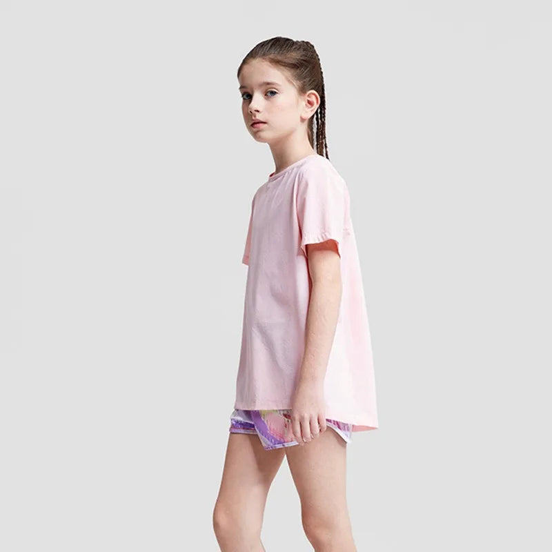 Youth Girls Athletic Shirts Quick-dry Children's Sports T-shirts