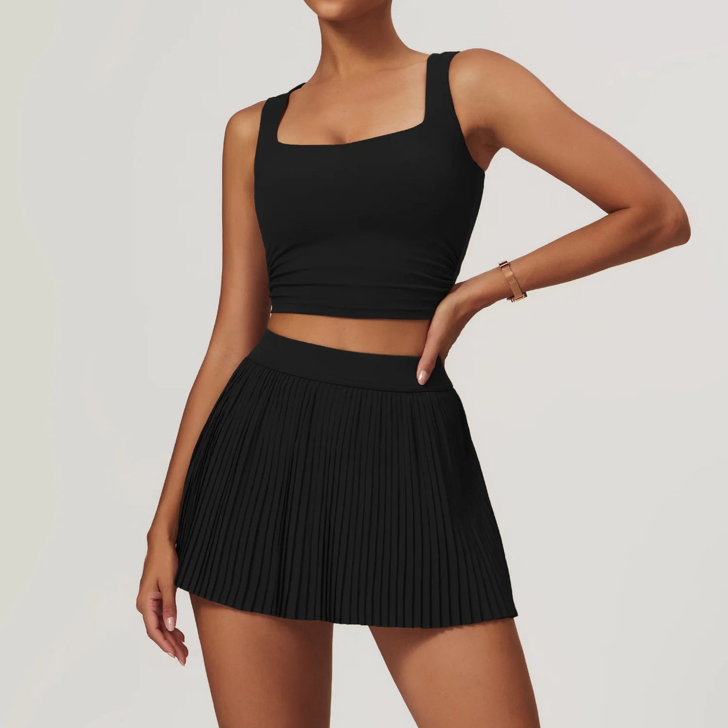 Yoga Sets Workout Sets for Women 2 Pieces Gym Suits Long Sleeved Outfits Zipper Fitness Jacket Running Short Skirt Sportswear