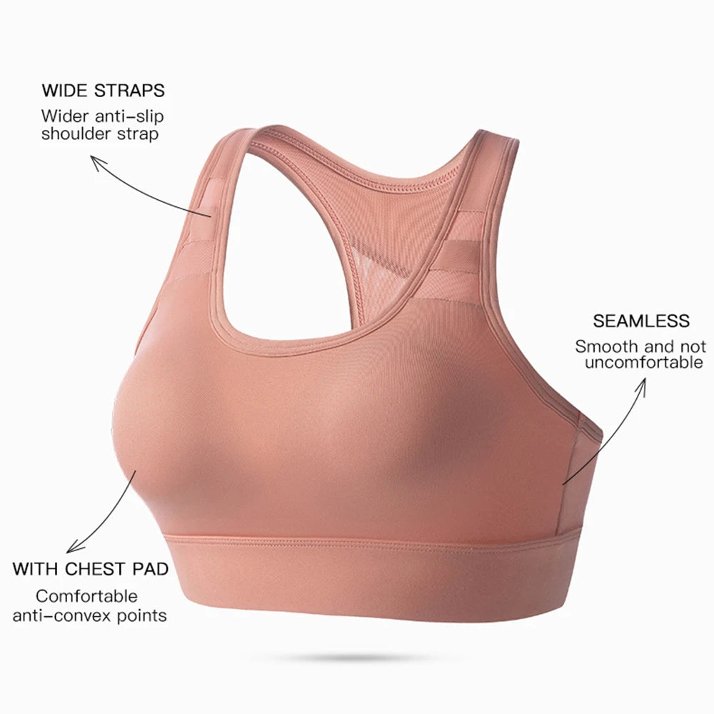 Sports Bras For Women High Impact Sports Bras Large Bust Push Up Brassiere Racerback Workout Running Tank Tops Yoga Vest