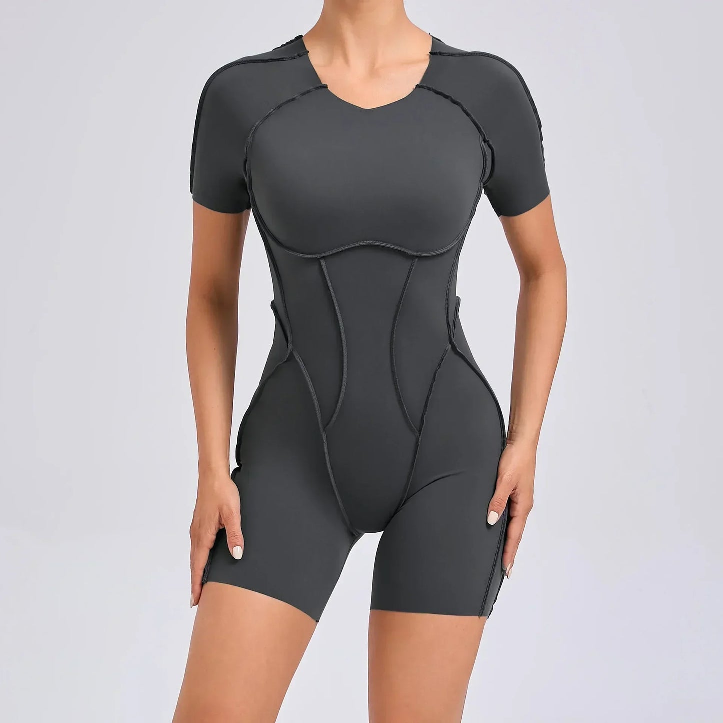 Seamless Yoga Jumpsuits Sports Fitness Hip-lifting Backless Short-sleeved One-piece Workout Gym Leggings Bodysuits for Women