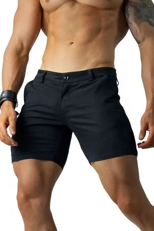 Slim-Fitting Workwear Shorts Men's Tight Sexy Men Back Invisible Zipper Gay Open Crotch Pants Outdoor Sex Convenient Short Pants