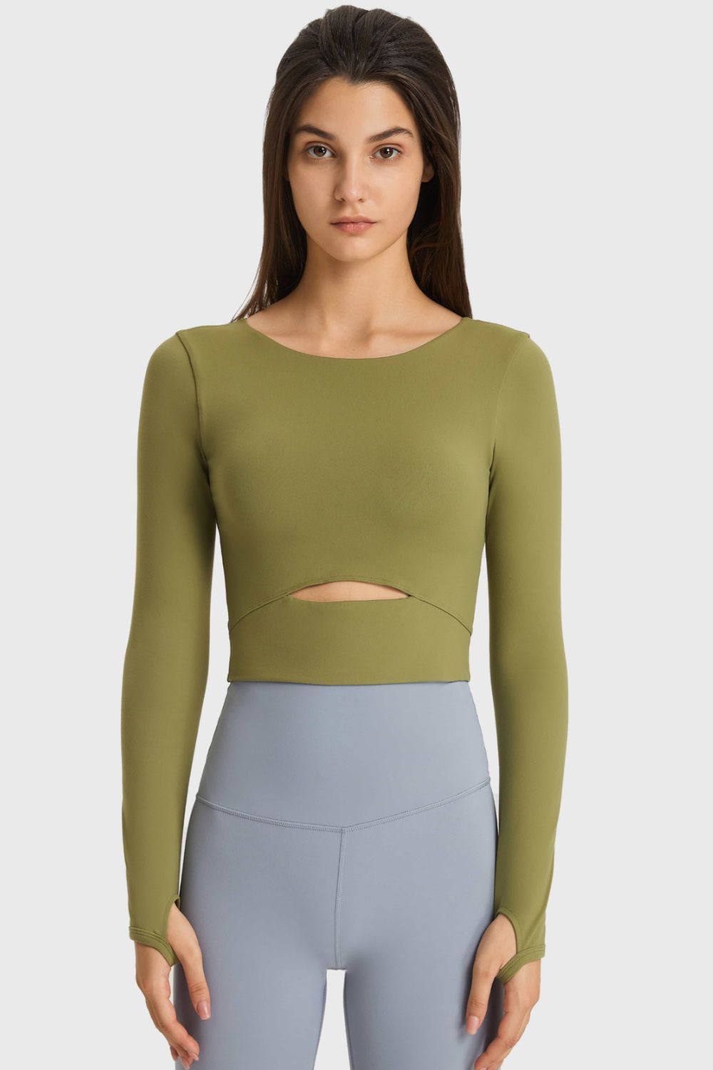 Millennia Cutout Long Sleeve Cropped Sports Top